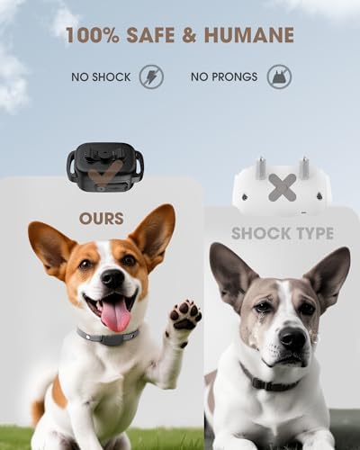 No Shock No Prongs Dog Training Collar, 100% Safe & Humane for Small Medium Dogs, Sound & 2X Strong Vibration(1-9) & Combo Mode (1-9), 2600Ft Remote Range E-Collar with Smart Power Mode（Black）
