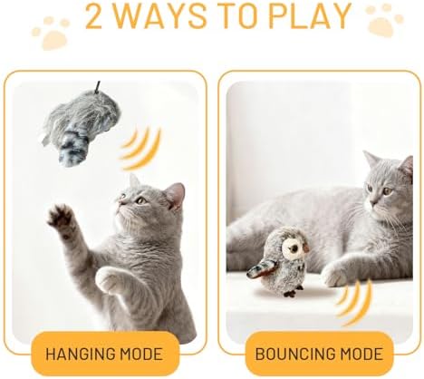 Puffluv Flapping Cat Toy,Interactive Owl with Remote Control, 3 Modes Flapping Wings & Chirping, USB Rechargeable,Catnip, Mimic Bird for Indoor Cats, Never Bored
