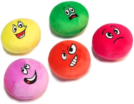 Squeaky Dog Toys, Interactive Soft Plush Puppy Toy Balls for Small Medium Breed, Cute Stuffed Pet Teething Ball Pack to Keep Dogs Busy