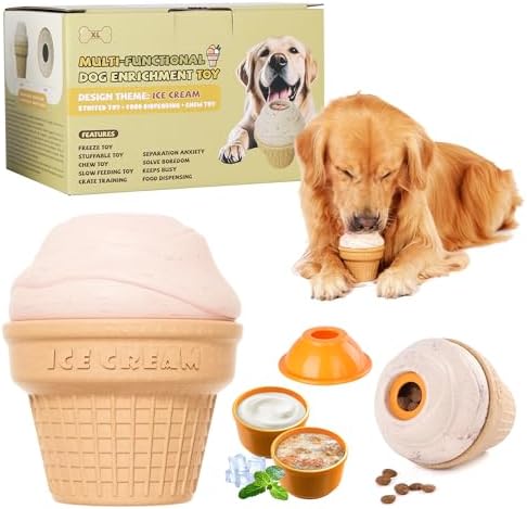 Multi-Functional Interactive Dog Toys for Aggressive Chewers, Indestructible Dog Toys for Medium/Large Breeds,Frozen Dog Treat Dispenser to Keep Them Busy,Reduces Anxiety(Pack of 1)