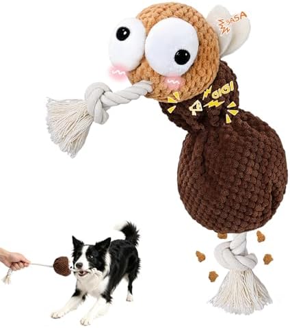 Yipetor Mosquito Squeaky Dog Toy, Cotton Rope Chew Toy for Small Medium Dog