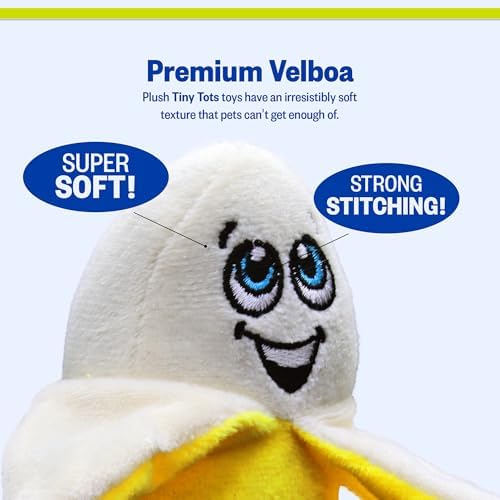 PetSport Tiny Tots Foodie Banana - Banana Dog Toy Squeak Toy, Soft Plush Puppy Toys, Interactive with Squeaker, Made for Small Dogs - 5 Inch
