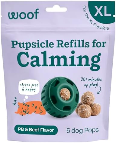 WOOF Pupsicle Refill Pops for Calming - Long-Lasting Refills for the Pupsicle Toy to Promote Calm - Calming Dog Treats - Magnesium for Dogs- XL Pops - 5 Count