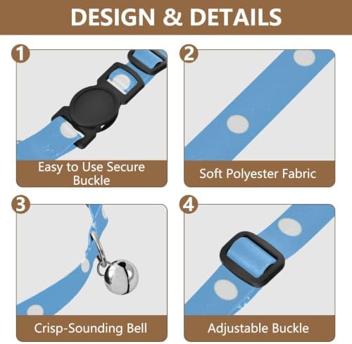 Blue Polka Dots Pet Collars 2 Pack Collar for Cats Adjustable 10.6 to 17.1 Inches