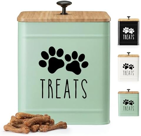 PERFNIQUE Dog Treat Container, Airtight Dog Treat Jar, Dog Cookie Jar for kitchen Counter, Pet Treat Container, Dog Food Storage, Treat Jars for Pets, Cat Treat Container, 7.8x6.2 (Mint)