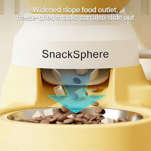Automatic Food Dispenser Gravity Feeder & Push Button Pet Feeder, Treat Dispenser with Button for Slow Feeder, 1.5L Capacity, Two Ways to Use (Grey)