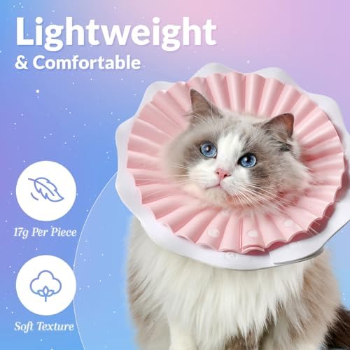 McGill’s Tail Cosmic Comfort Cone for Cats, Soft Cat Cone Collar, Water-Resistant EVA Recovery Cone with Royal Ruffled Design, Adjustable Elizabethan Collar After Surgery (Mint Green, L)