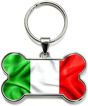 HSIAHOU Custom Pet ID Tags, Personalized Dog Tag Cat Tag(Italy Flag)