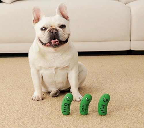 Squeaky Dog Toys, Soft Latex Rubber Squeaky Ball for Small Dogs Puppies, Cute Bounce Squeak Crunchy Pickle Pet Dog Toy