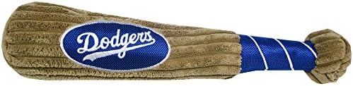 MLB Los Angeles Dodgers Baseball Bat Toy for DOGS & CATS. Soft Corduroy Plush Dog Toy with Inner SQUEAKER, MLB Chew Toys for Dogs or Cats. Durable Fun Interactive Dog Toy with Team Names and Logo