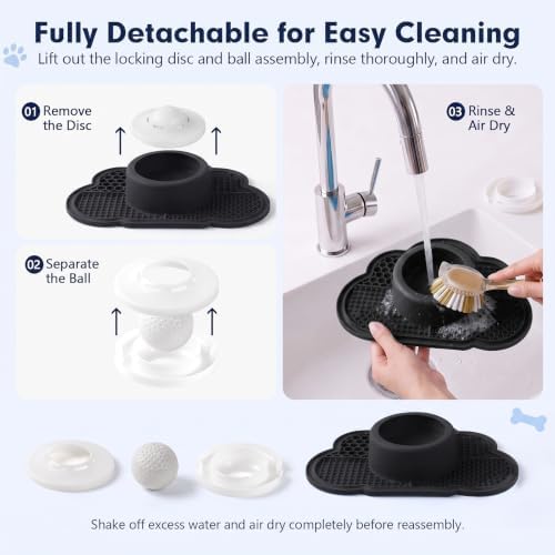 Anti-Slip Slow Feeder Dog Bowl and Lick Mat with Rolling Ball