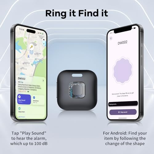 Hoxe Air Tracker Tags-4 Pack for iOS & Android, Smart Tag for Key, Bag, Pet | Dual System Luggage Tracker Compatible with Apple Find My & Google Find Hub App, Bluetooth Key Finder Replaceable Battery