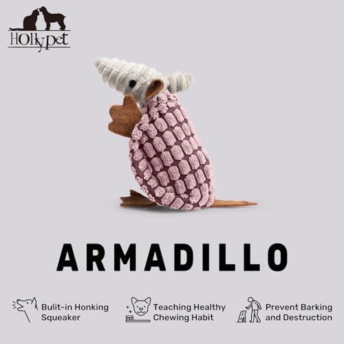 Hollypet Armadillo Squeaky Puppy Dog Toys for Small Medium Dogs, 6"