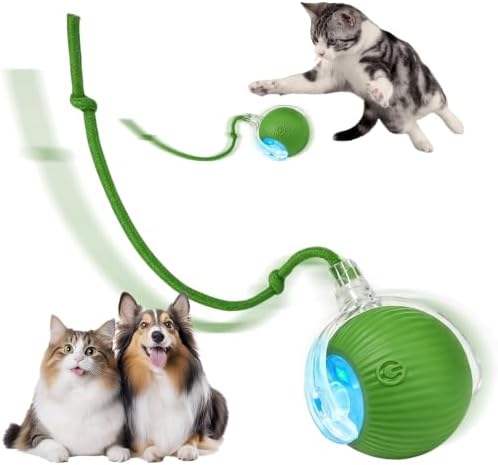 Automatic Interactive Rolling Cats Toys Ball for Indoor, Electric Automatic Rolling Pet Toy, 360° Smart Interactive Rolling Dog Ball Durable and Safe Material for Cat and Dog(Green)