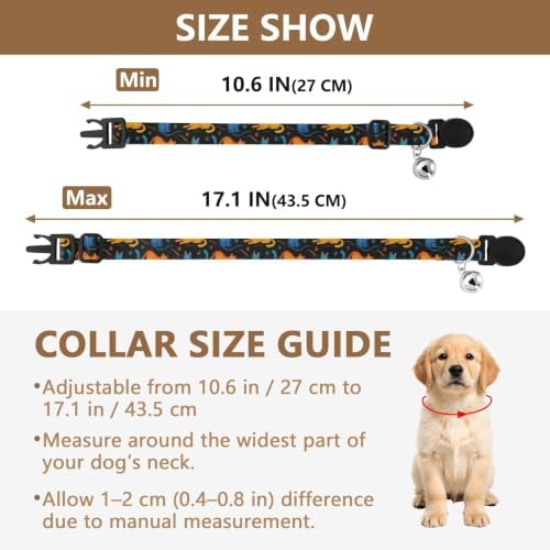 Cute Cats Black Cat Collars with Bell 2 Pack Pet Collar Adjustable 10.6 to 17.1 Inches
