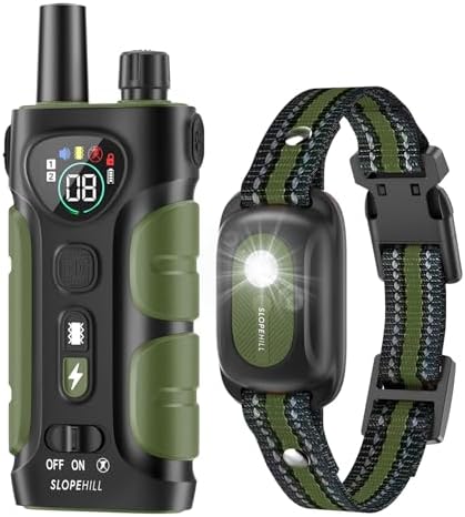 SLOPEHILL Dog Shock Collar,4200FT Dog Training Collar with Remote,Green | IP68 Waterproof e Collar with Beep,Vibration,Safe Shock,Light,No Shock Mode,Shock Collar for Small Medium Large Dog 8-140lbs