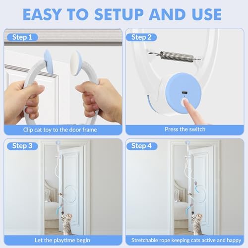 Automatic Hanging Cat Toy with Flying Bird,Interactive, Light Blue