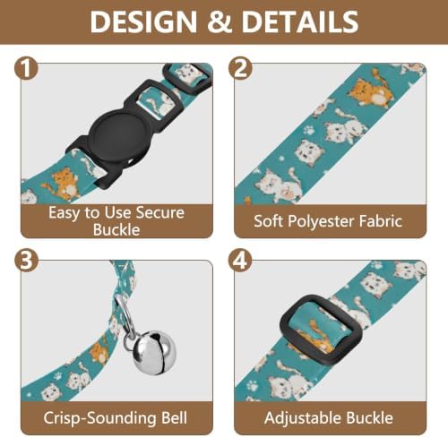 Cute Cartoon Cats Easy to Clean Cats Collar 2 Pack Cat Neck Collar