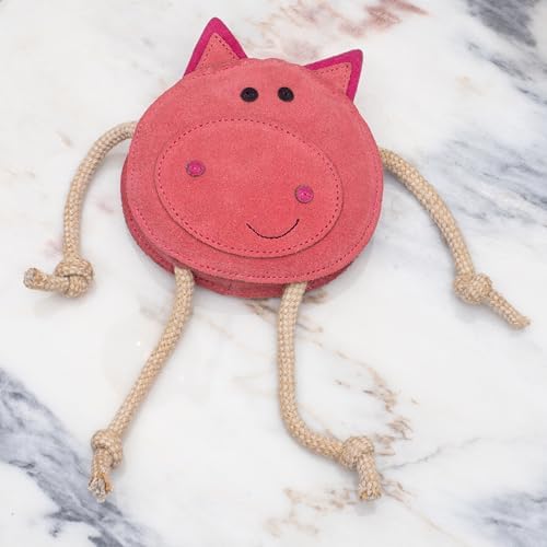 Fuzzl Eco Leather Pickles Pig Natural and Tough Dog Toys - Long Lasting Chew Toys for Aggressive Chewers - Strong Dog Toy for Dogs and Puppy