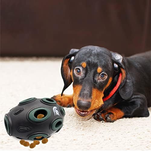 NCAA Michigan State Spartans Football Treat Dispensing Toy for Dogs and Cats, Rubber Ball Dog Toy, Interactive Fun Dog Treat Toy, Natural Rubber Dog Feeding Toy
