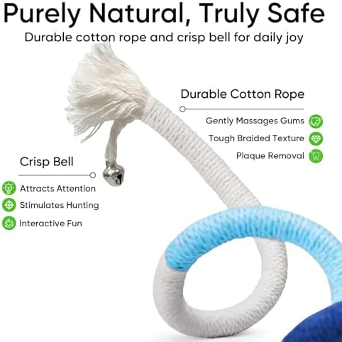 4-Pack Interactive Cat Chew Rope Toys, Teaser Sticks with Jingle Bells