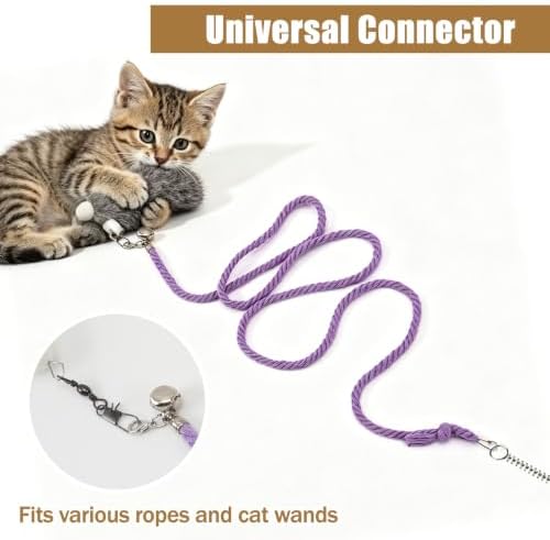 3 Pack Natural Rabbit Fur Cat Toy Refills, Handmade Interactive Cat Wand Attachments Cat Teaser Wand Replacement Head for Indoor Cats and Kittens