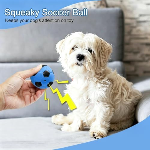2” Dog Soccer Ball Toys 6 Pack, Squeaky Dog Toys Interactive Soccer Balls for Chewing and Training, Fits for Teething Puppies, Small and Medium Dogs