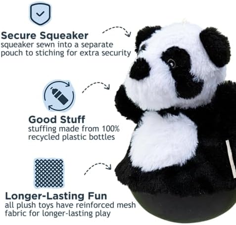 Tall Tails Interactive Wobbling Weighted Base Plush Dog Toy - Active Dog Toy that Plays Back!, Panda