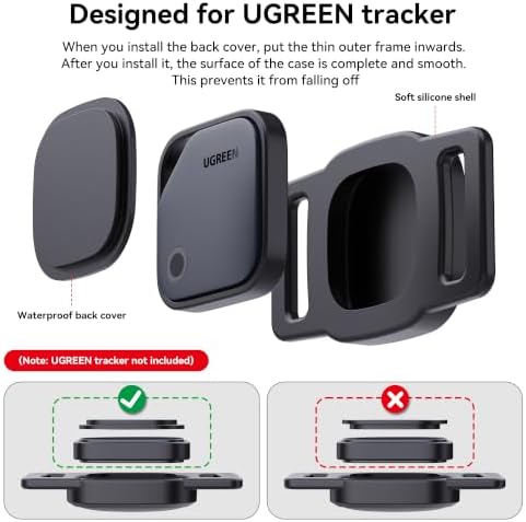 DDJ 4-Pack Dog Collar Holder for UGREEN Tracker Tags, Waterproof & Anti-Lost, Durable Silicone Case for UGREEN Tags for Cat & Pet Collars, Lightweight, Without Shaking, Black, Pink Punch, Blue, Orange