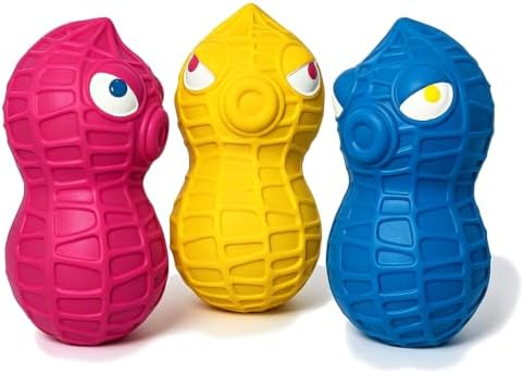 HOLYSTEED Squeaky Dog Toys for Large Dogs, Latex Peanut Dog Squeak Balls