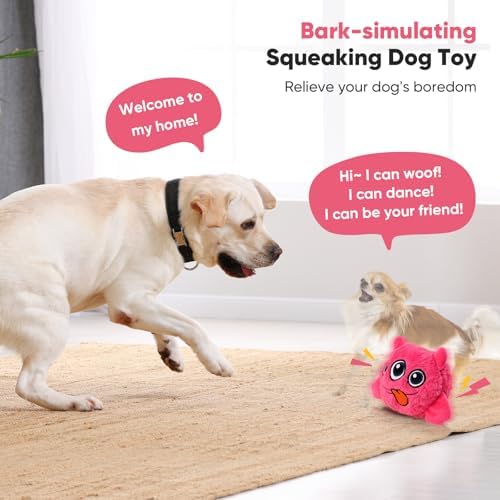 Petbobi Interactive Dog Toys for Small Medium Breeds Move Squeak Plush Ball