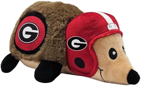 NCAA Georgia Bulldogs Plush Hedgehog Toy for Dogs & Cats, Cool Soft Pet Toy for Fun and Interactive Play, Dog Chew Toy with Squeaker, Licensed Hot Pet Toy
