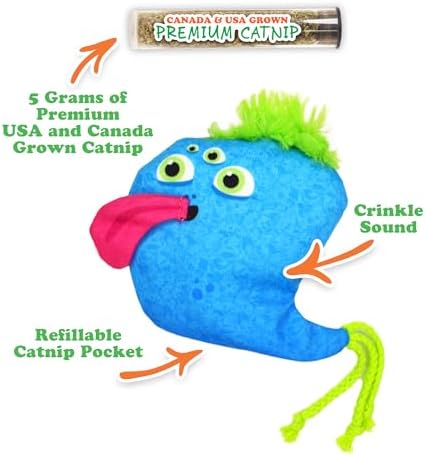 Meowijuana Blue Blob Toy & Catnip Bundle for Cats | Refillable Plush + Blend