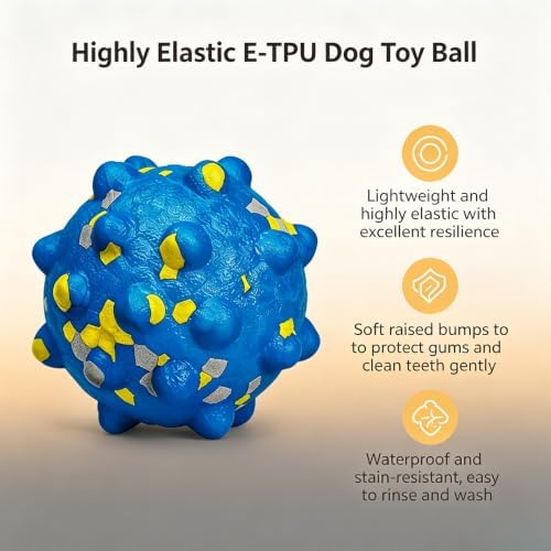 Dog Ball Toys for Aggressive Chewers, Indestructible Squeaky Fetch Toys for Large Medium Dogs, Durable E-TPU Bouncy Balls Interactive Floatable Training Toy for Outdoor Indoor Pool