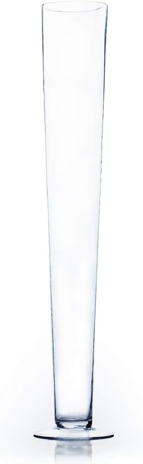 WGV Trumpet Glass Vase, Open 4", Height 27", (Multiple Sizes Choices) Clear Tall Pilsner Floral Planter Container Centerpiece, Wedding Event Home Decor, 1 Piece (VTV0427)