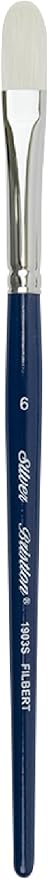 Silver Brush Limited 1903S-8 Bristlon Filbert Paintbrush for Oil, Acrylic, and Heavy Body Paints, Size 8, Short Handle
