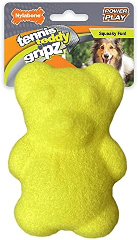 Nylabone Power Play Tennis Teddy Gripz Dog Fetch Toy, Medium