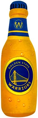 Pets First NBA Golden State Warriors Beer Bottle Plush Dog & CAT Squeak Toy - Cutest Stadium SODA Bottle Snack Plush Toy for Dogs & Cats with Inner Squeaker & Beautiful Basketball Team Name/Logo