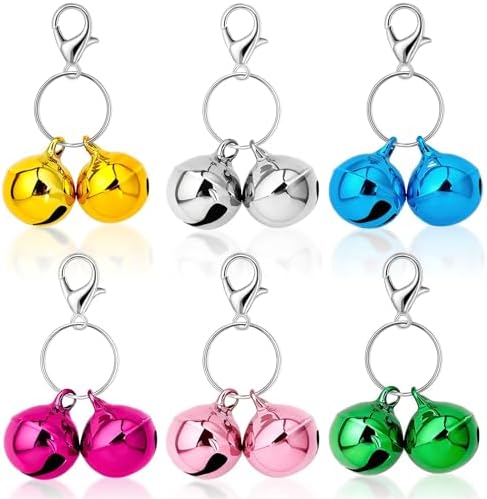 PETKNOWS 6 Pack Pet Bells for Dog Cat Collars, with Metal Keychain Clip