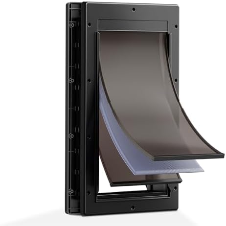 3-Flaps Large Dog Door for Door, Pets Up to 100lb | Durable Plastic Frame, Insulated Flap, Closing Panel, Block Wind & Snow, Easy Install for Interior & Exterior Doors