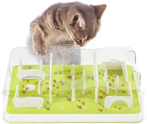 ALL FOR PAWS Interactive Cat Puzzle Feeder & Slow Feed Toy – Mental Stimulation Treat Dispenser Maze for Indoor Cats, Enrichment & Cat Food Toy