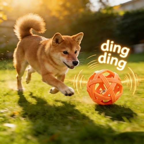 Dog Ball Toy with Bell for Small Dogs& Puppy, Small Dog Ball for Boredom Relief & Teething, TPR Chew Resistant Interactive Fetch Toy.