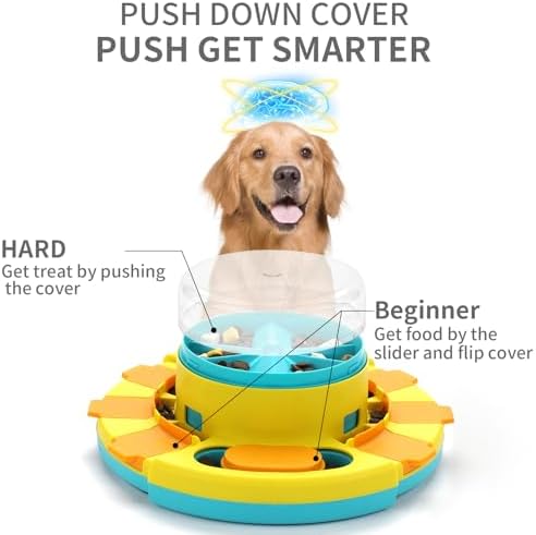 Aluckmao Dog Puzzle Toy Feeder, Press to Dispense Food & Treats