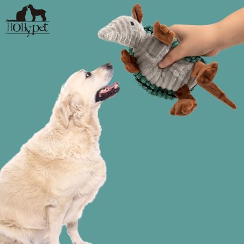 Hollypet Armadillo Squeaky Puppy Dog Toys for Small Medium Dogs, 8"