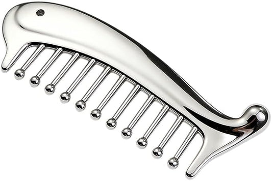 Manual Head Massager Scalp Comb,Protable Stainless Steel Gua Sha Facial Tool，Trigger Point Massager Tool for Foot Hand Back
