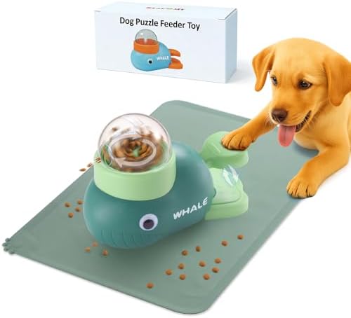 Interactive Dog Toys & Cat Toys for Indoor Cats, Dog Puzzle Toy Slow Feeder Bowl, Puppy Enrichment Toys, Interactive Cat Toys, Dog Feeder Puzzle Toy for Smart Dogs to Keep Them Busy With Silicone Mat