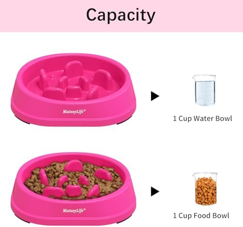 MateeyLife 1-Pack Slow Feeder Dog Bowls, 1 Cup, Dog Puzzle Feeder Bowl