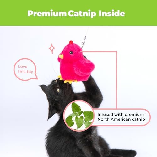 Best Pet Supplies Catify Interactive Flapping Cat Toy - Chick, Fuchsia