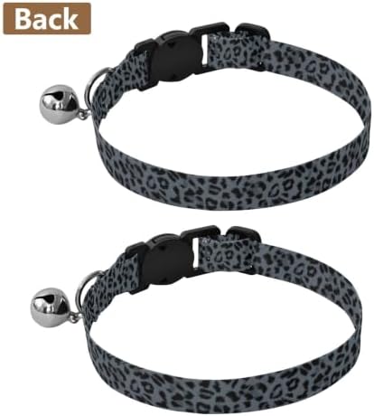 Leopard Dark Gray Cat Collar 2 Pack Pet Collars for Cats Adjustable Length 10.6" to 17.1"