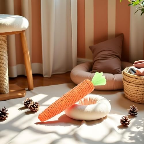 2 Pcs Orange Sisal Carrot Cat Toys,Cat Dental Chew Toy Kitten Teething Toys for Indoor Cats Interactive Toys
